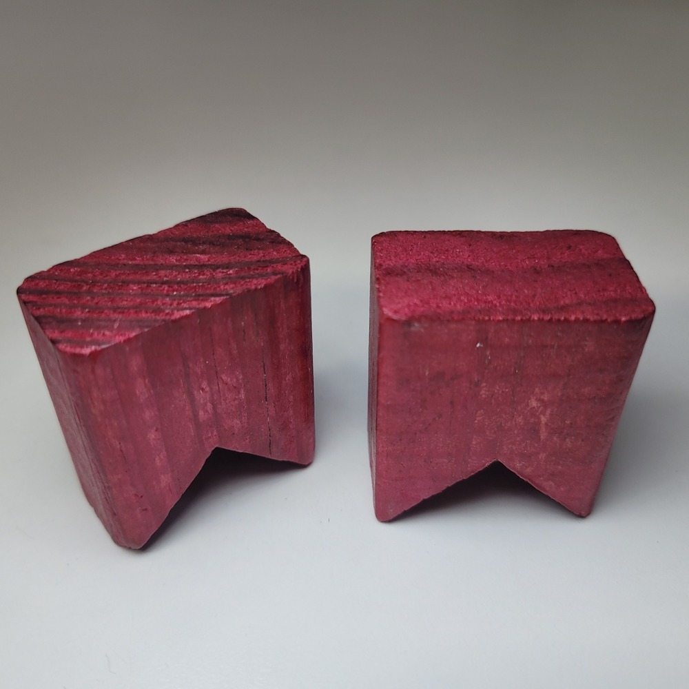 Vintage Red Painted Wooden V-Block Risers‎ Set of 2 Industrial Display Supports